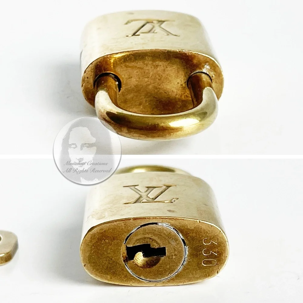 Vintage Louis Vuitton Lock & Key Small Brass Bag or Luggage Lock LV Logo